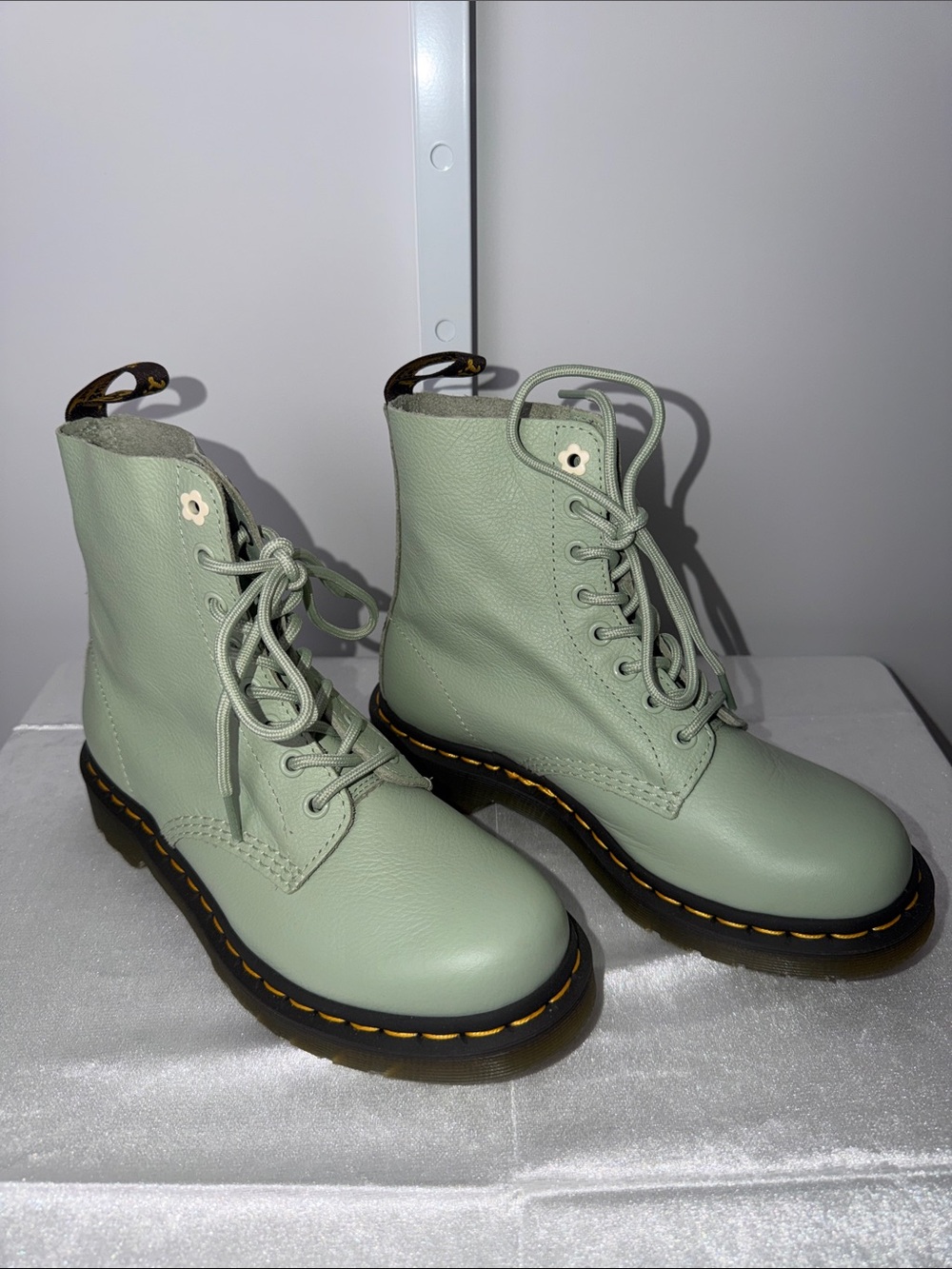 Dr. Martens Mint Green Lace-Up Combat Boots
